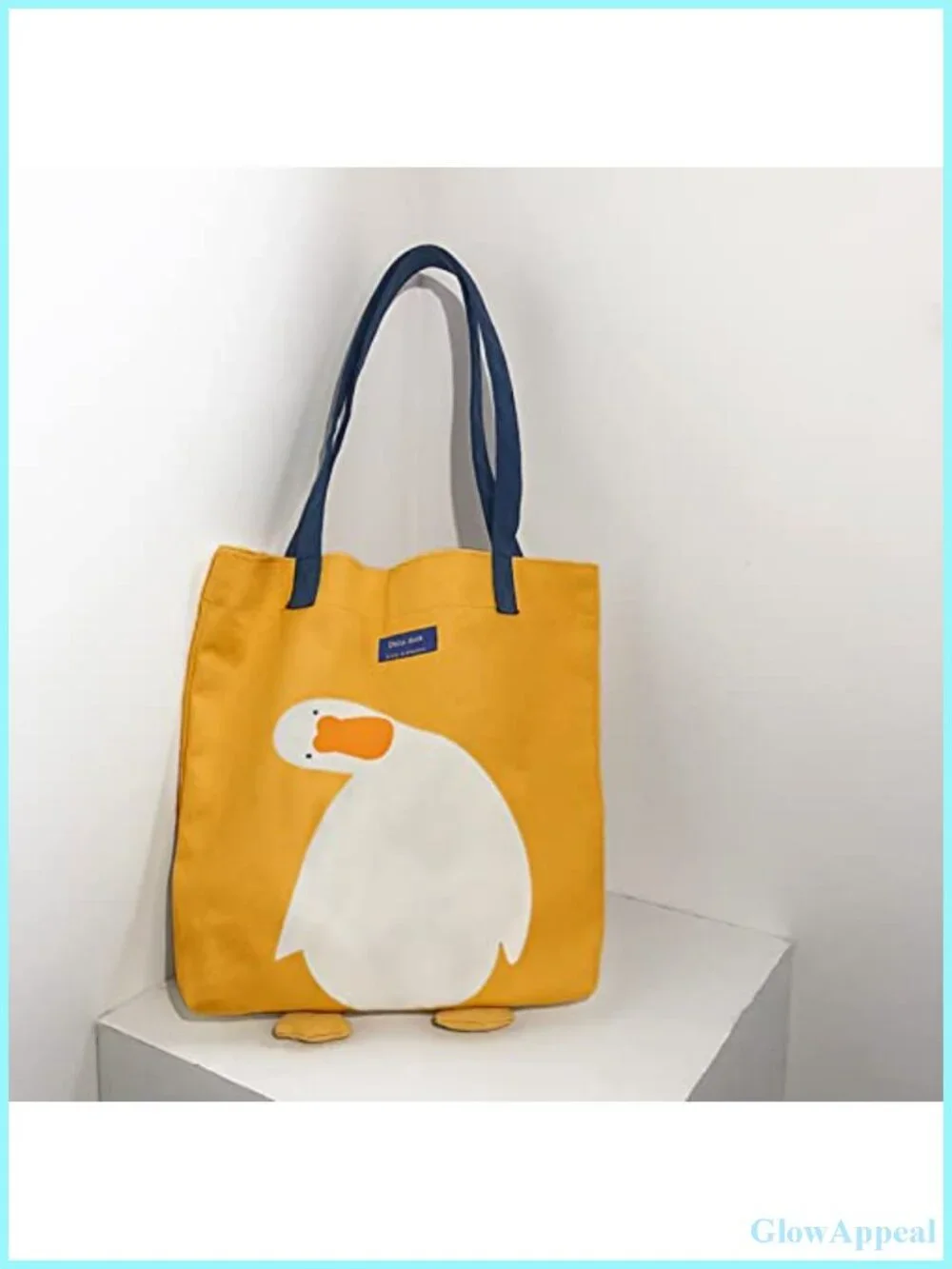 Canvas Tote Bag Reusable Cotton Grocery Shopping Beach 3D Duck Design
